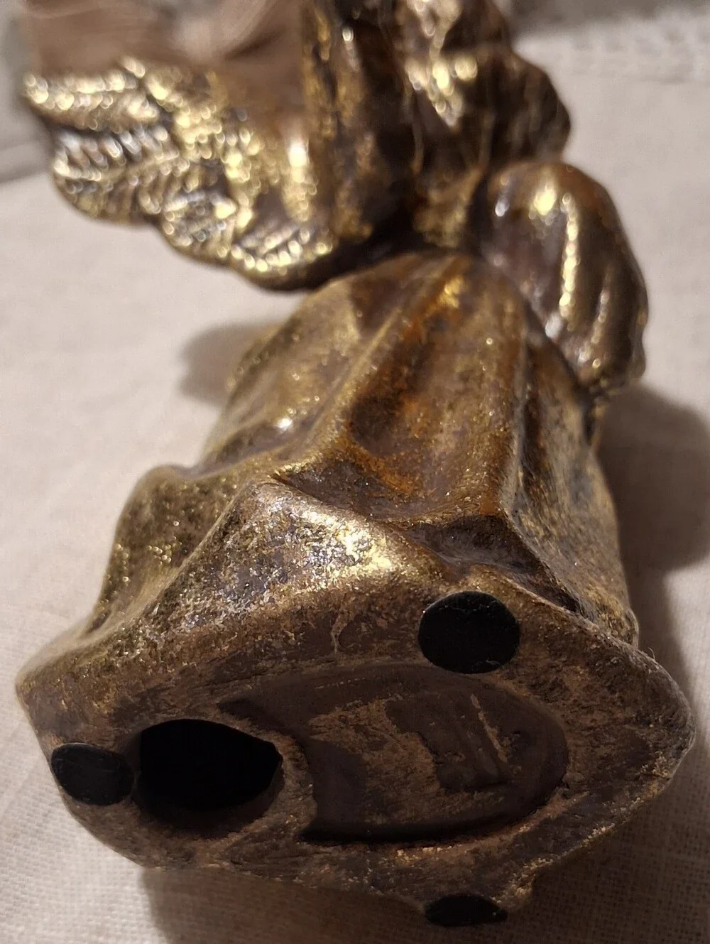 VTG Angel Cherub Figurine Statue Molded Plaster/Resin Gold Gilt Christmas Decor